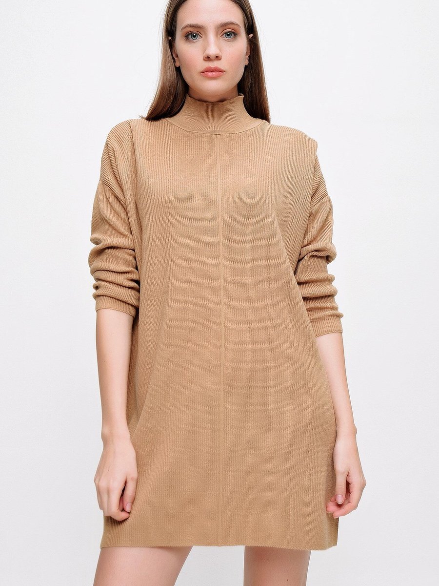 Butik Buruç Camel Yarım Balıkçı Triko Tunik