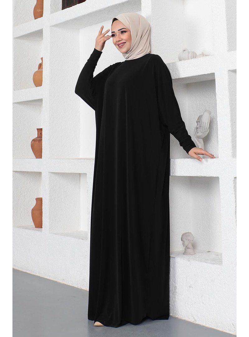 Modapinhan Siyah Yarasa Kol Salaş Elbise