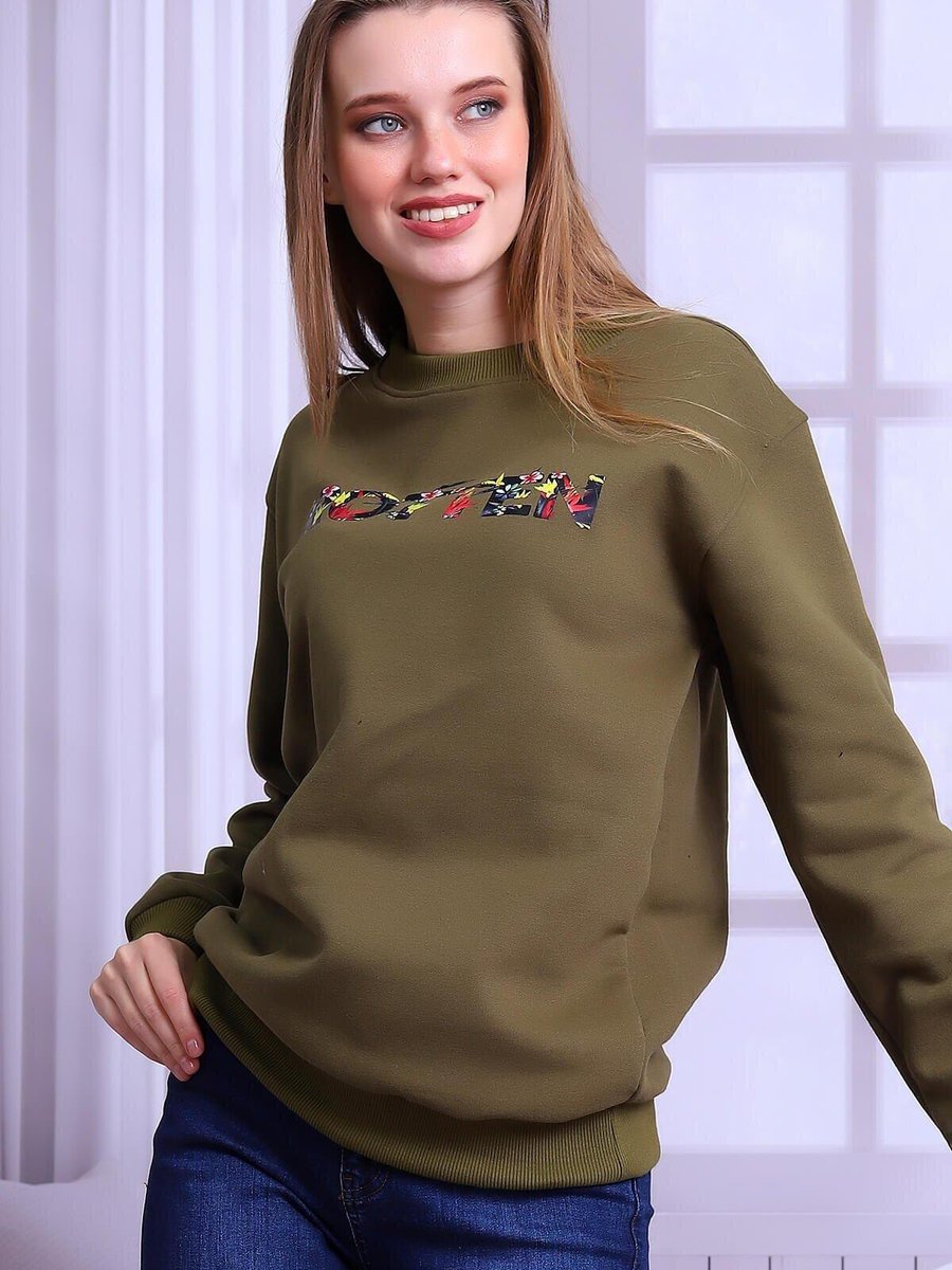 Deafox Açık Yeşil Yazı Detaylı Sweatshirt