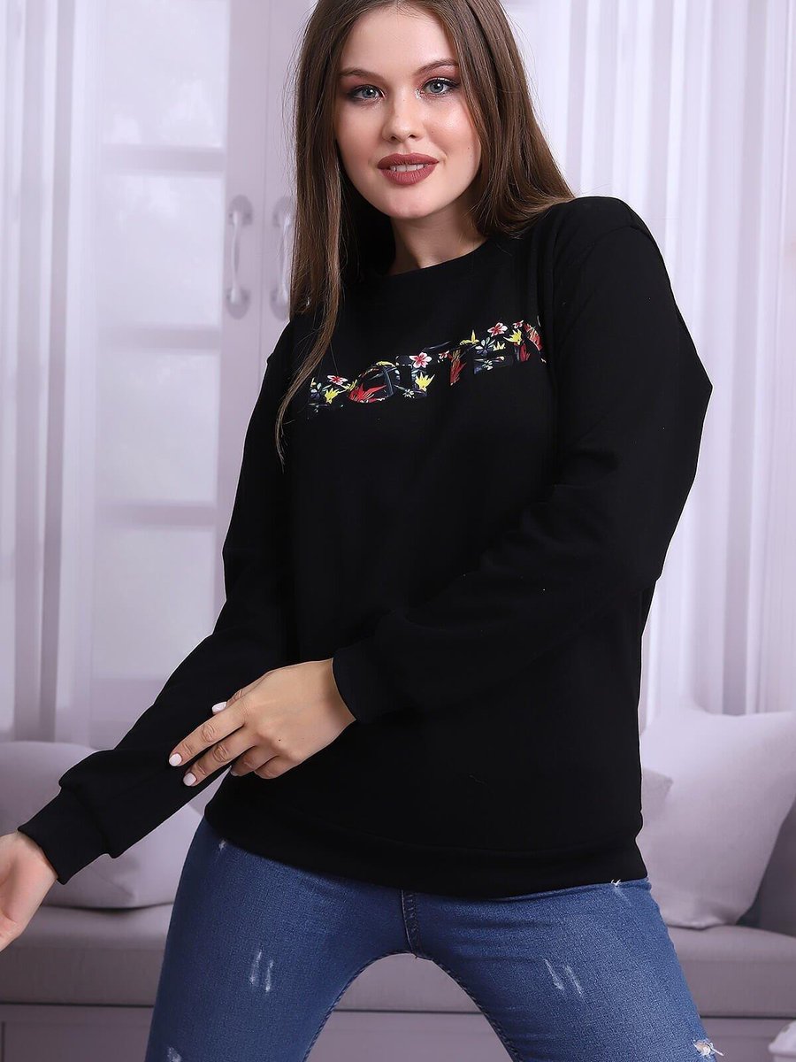 Deafox Siyah Rotten Baskı Bisiklet Yaka Sweatshirt