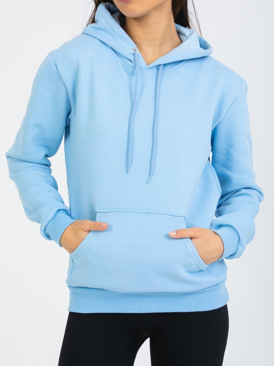 Deafox Açık Mavi Üç İplik Kapüşonlu Sweatshirt