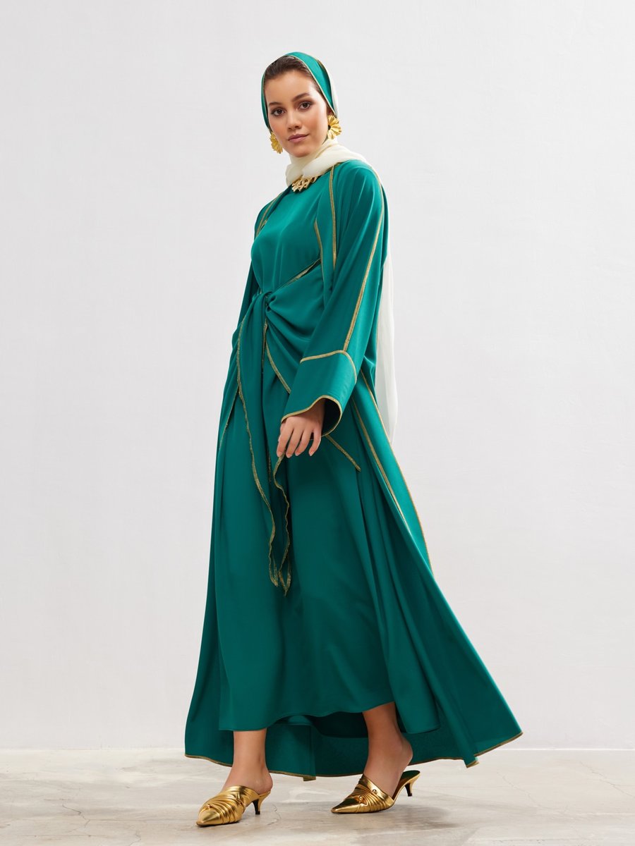 AL SHEIKHA Yeşil New Line Abaya Dress Set