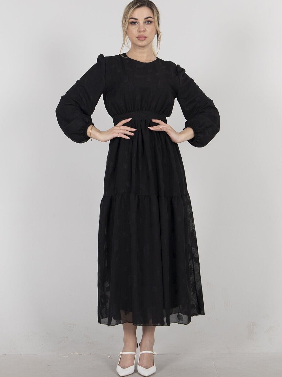 Ardanewline Siyah Seyyar Kuşaklı Elbise