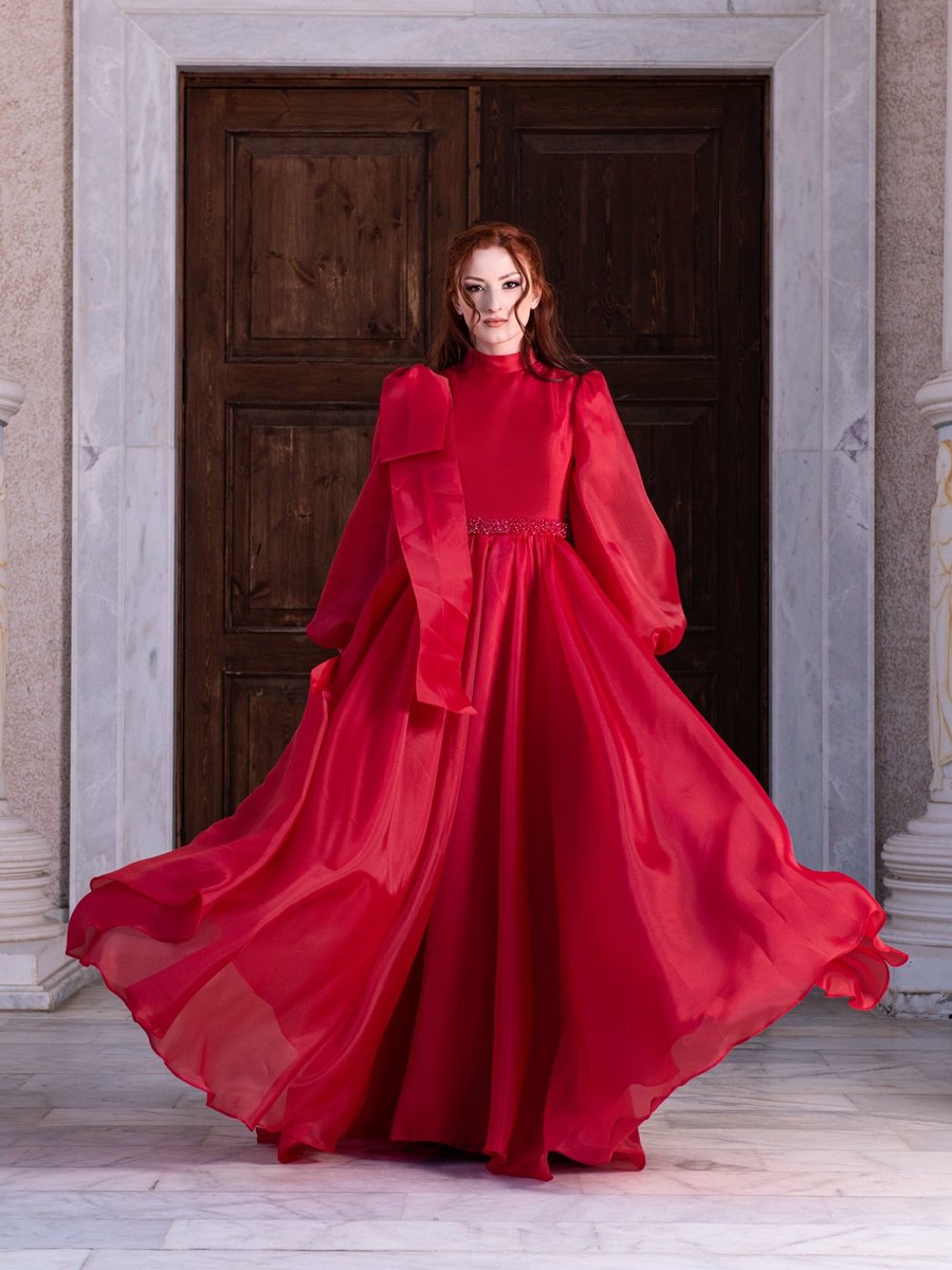 Nurgül Çakır Kırmızı Harmonie Kına Abiye Elbise