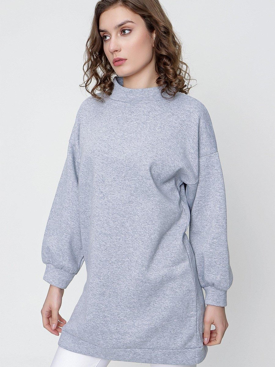 Butik Buruç Gri Üç İp Boğazlı Sweat