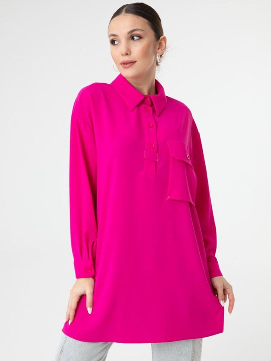 Moda Rosa Fuşya Alkım Cepli Tunik