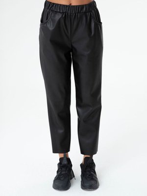 SOUL Siyah Beli Lastikli Deri Görünümlü Pantolon
