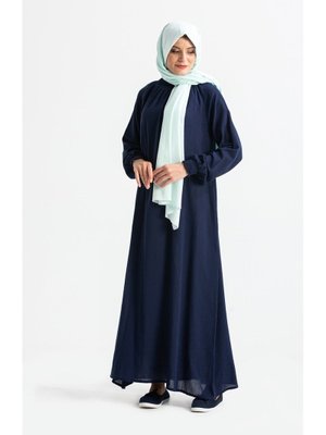 ELİŞ ŞİLE BEZİ Şile Bezi Pamuk Namaz Elbisesi Tek Parça Kolay Boydan Giyilen Kolu Ve Yakası Lastikli Lacivert Lcvt