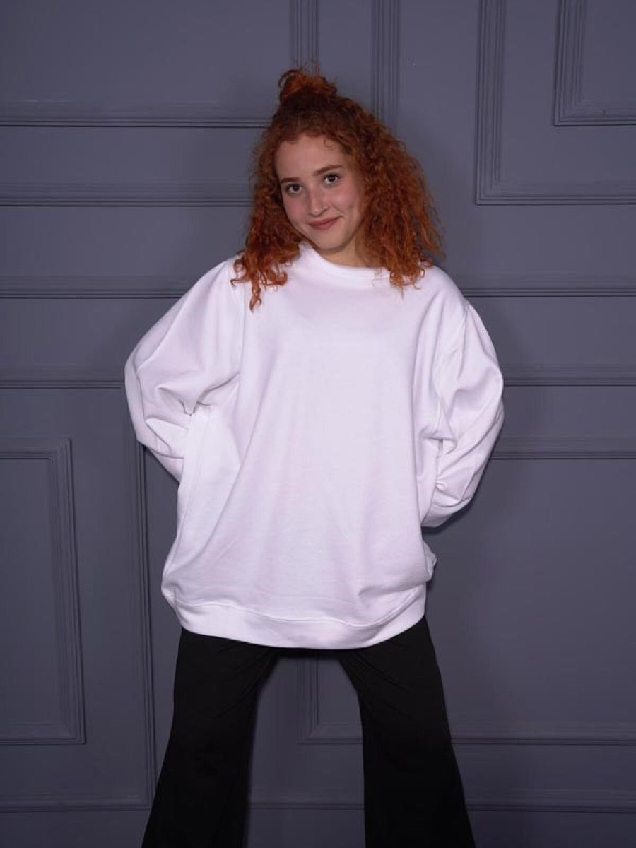 Starinci Mayo Oversize Basic Beyaz Sweatshirt