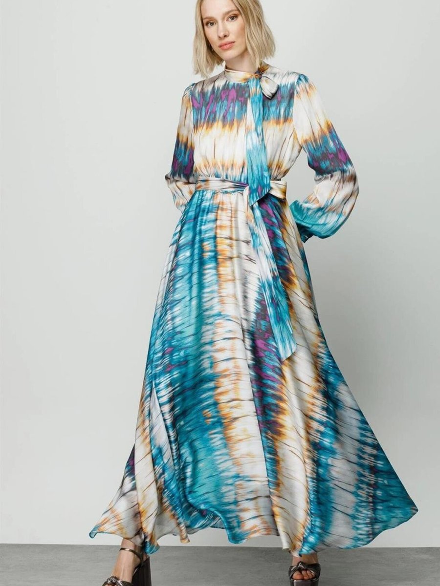 Moda İlgi Orjinal Sıfır Yaka Orjınal Desenli Elbise