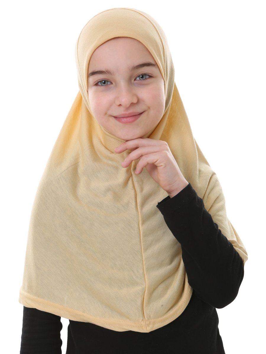 ELANESA Açık Bej Olabı Mır Kız Çocuk Hazır Bone Eşarp