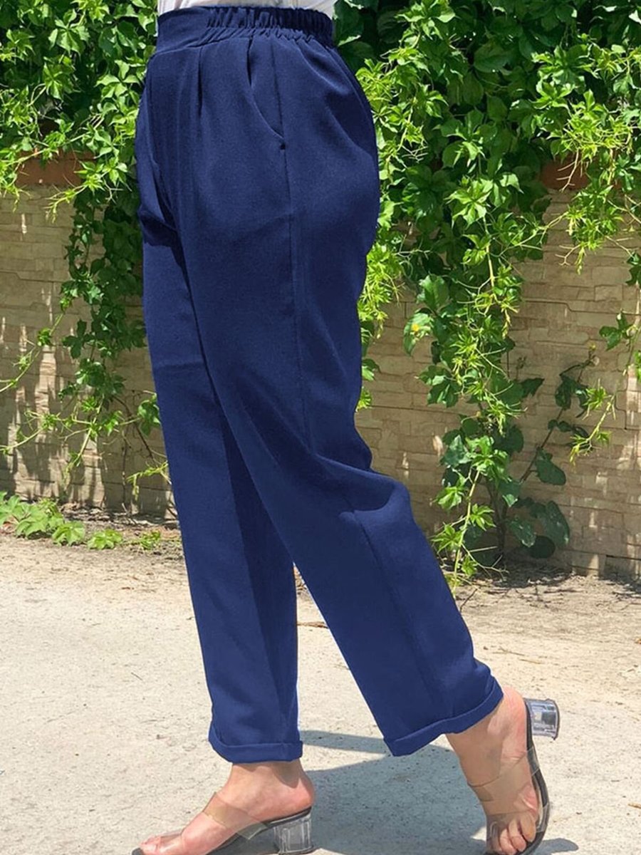 Moda Rosa Saks Paçası Katlamalı Krep Pantolon