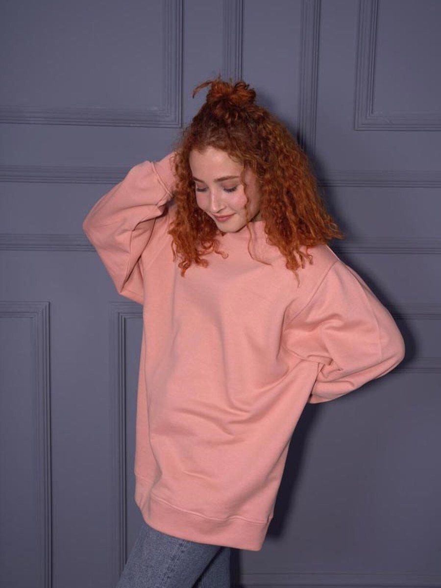 Starinci Mayo Oversize Basic Toz Pembe Sweatshirt