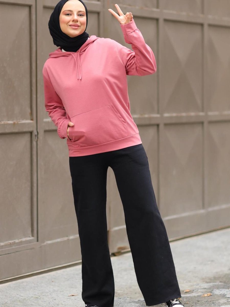 meqlife Pembe Cepli Kapüşonlu Sweatshirt