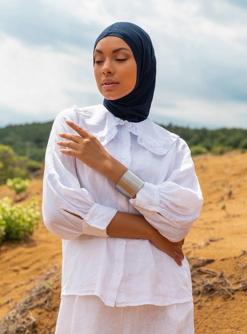 Rabia Z Lacivert Sport Jersey Viskon Hijab Bone