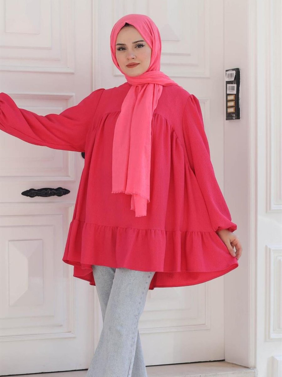 meqlife Pembe Bolon Kollu Tunik