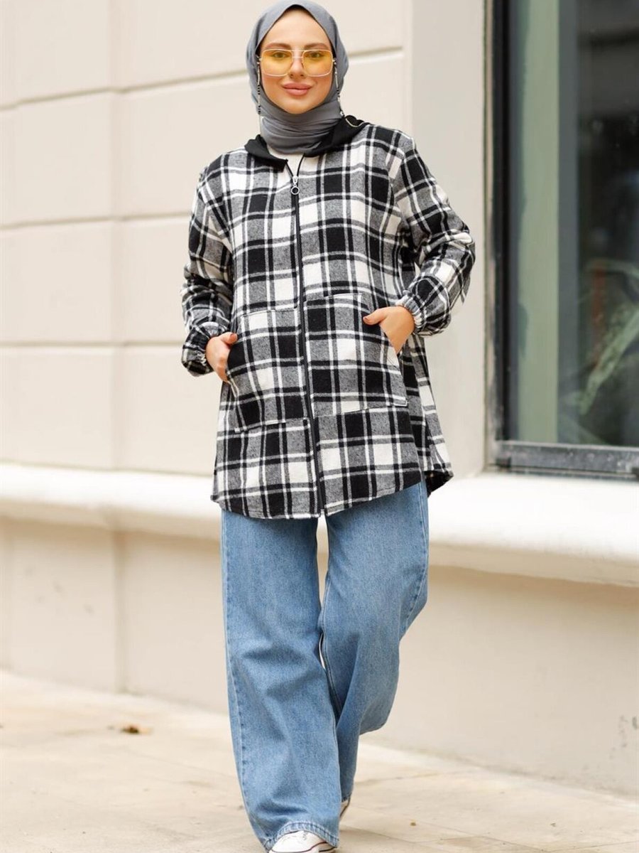 meqlife Siyah Kışlık Oduncu Polar Sweatshirt