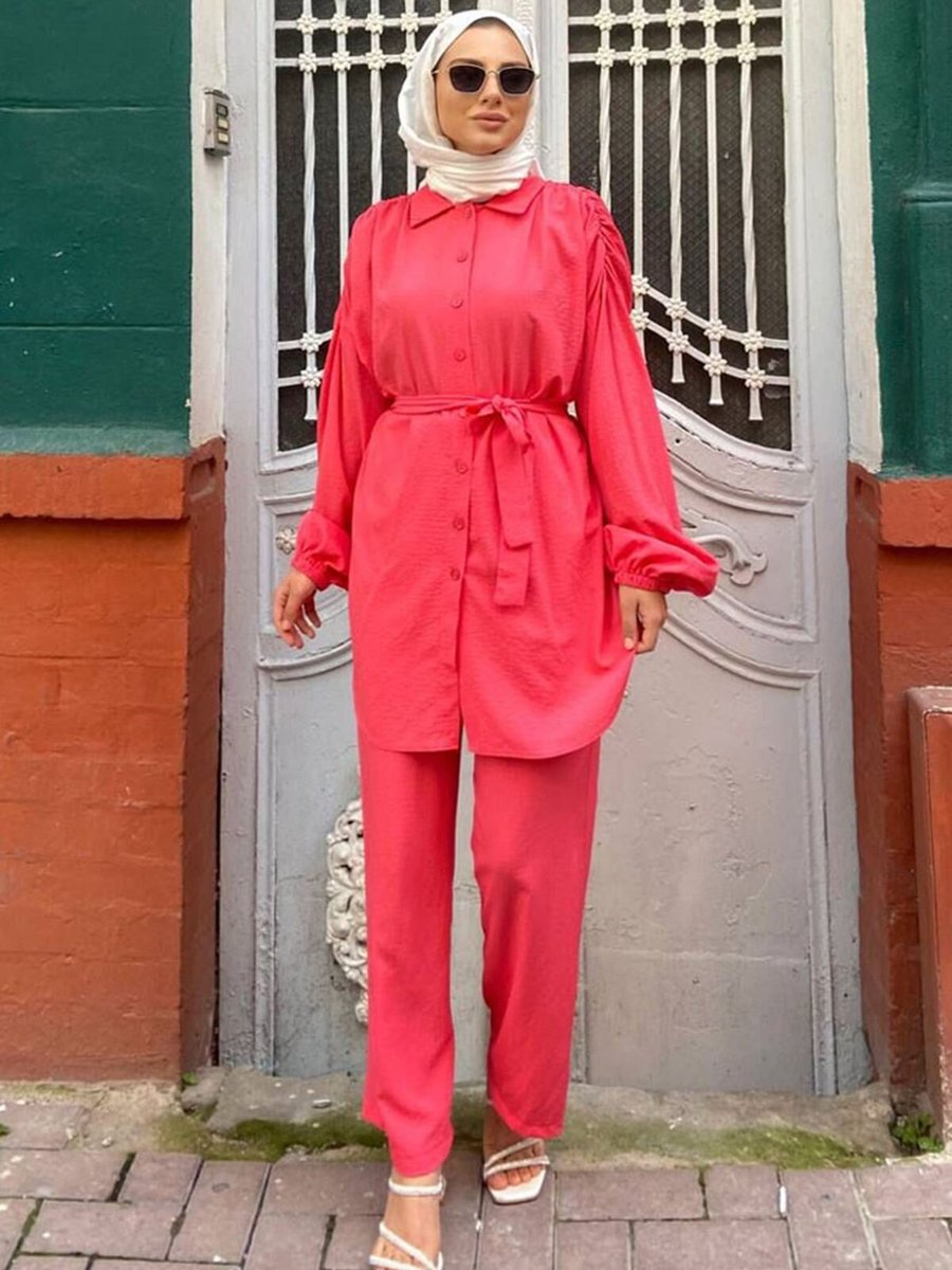 Moda Rosa Mercan Valerie Gofre Takım
