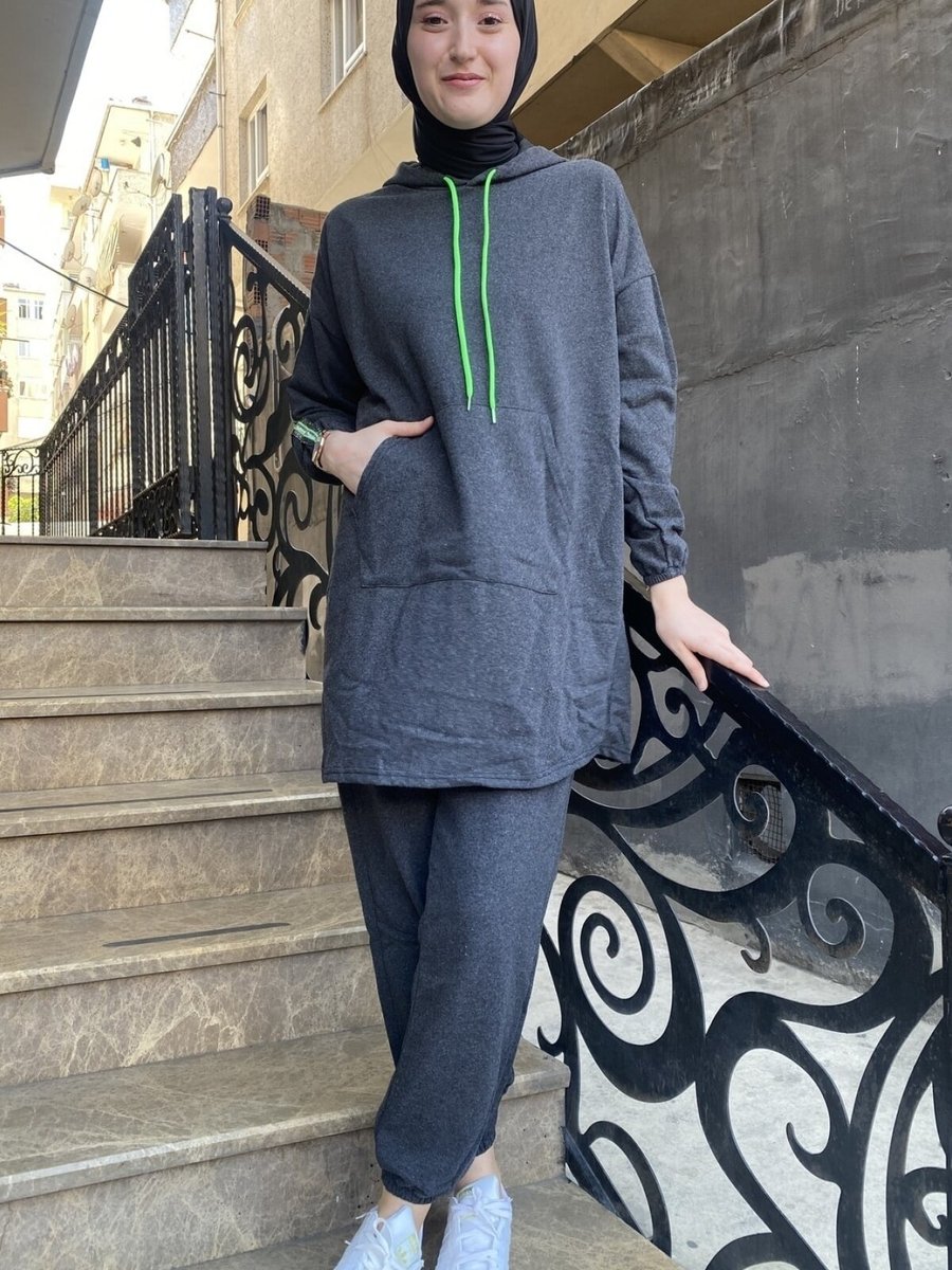 Cng Moda Antrasit Yeşil Oversize Model Eşofman Takım