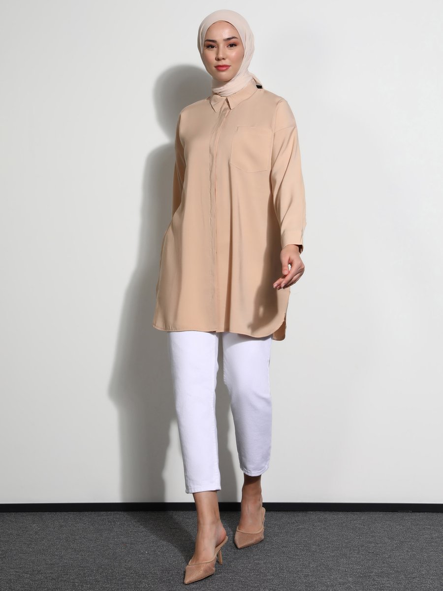 Refka Bej Cep Detaylı Modal Gömlek Tunik