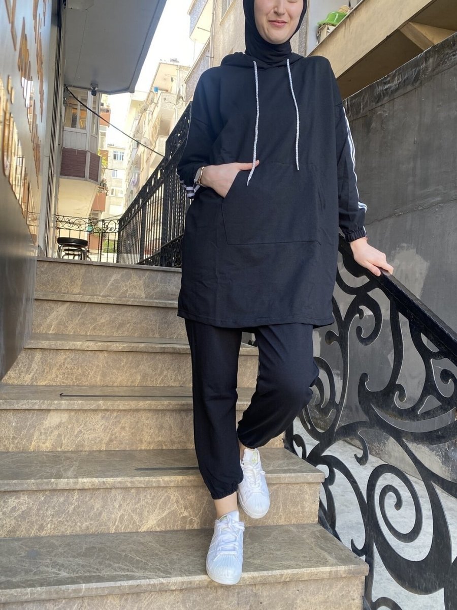 Cng Moda Siyah Oversize Model Eşofman Takım