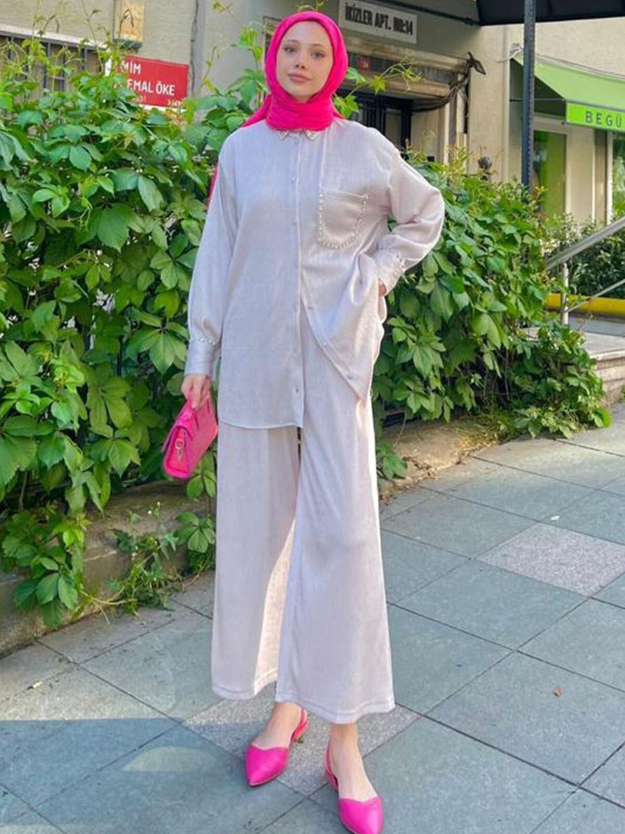 Moda Rosa Gri Aylin Gömlekli Takım