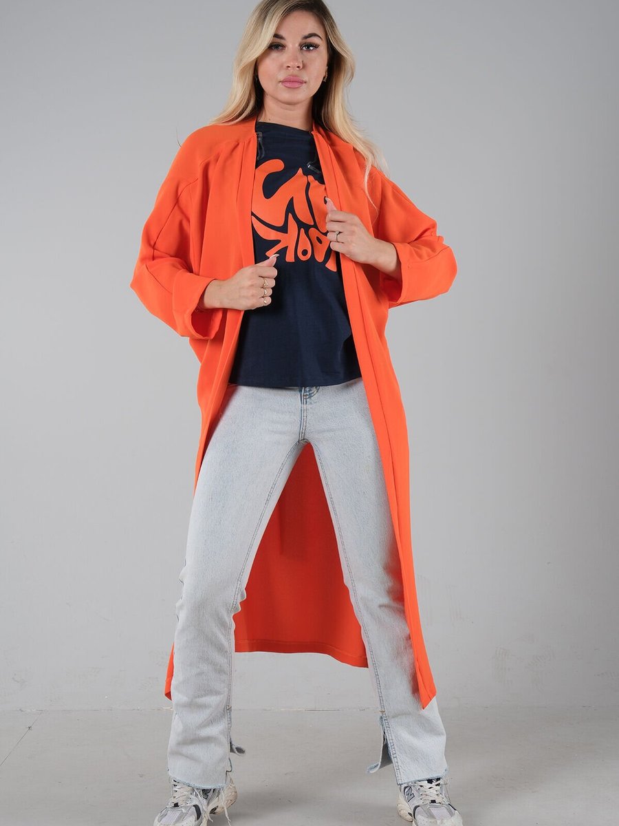 Ardanewline Oranj Krep Belden Kuşaklı Kimono