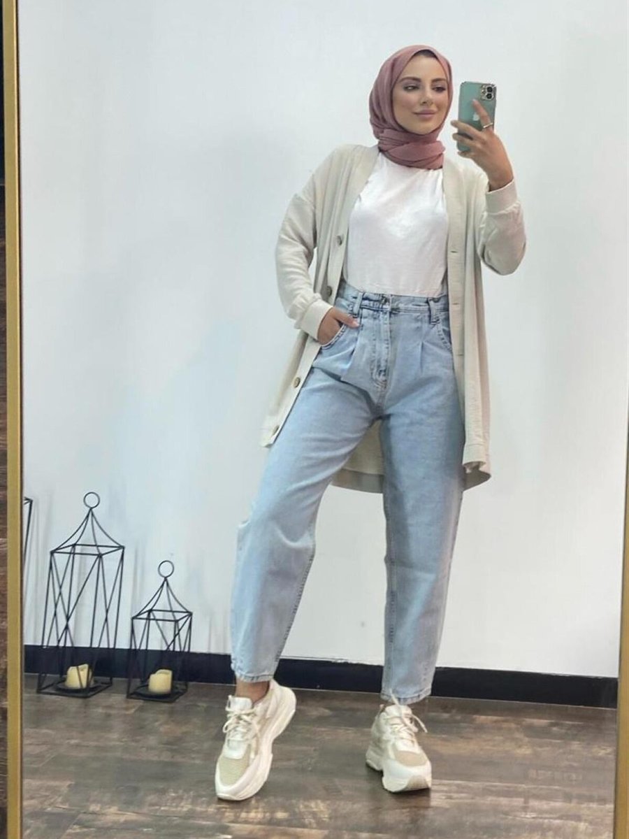 meqlife Açık Mavi Yüksek Bel Straight Jean