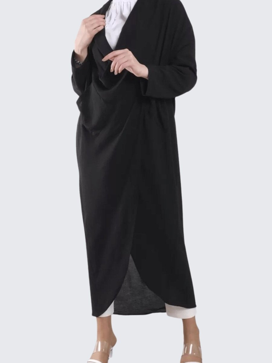 Butik Buruç Siyah Kruvaze Yaka Cepli Ayrobin Kap