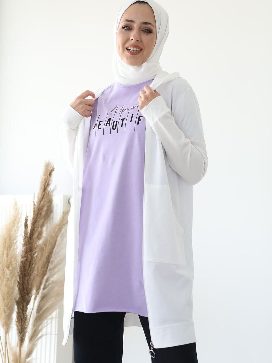Spesniks Lila Beautıful Baskı Detay T Shirt
