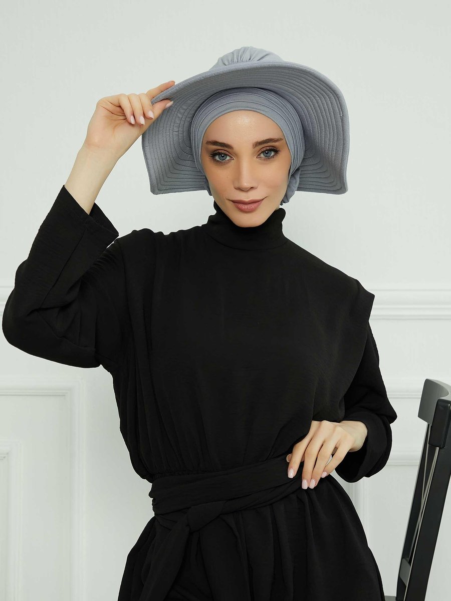 Aisha`s Design 2p Gri Çıkarılabilir Penye Şapka Bone,s