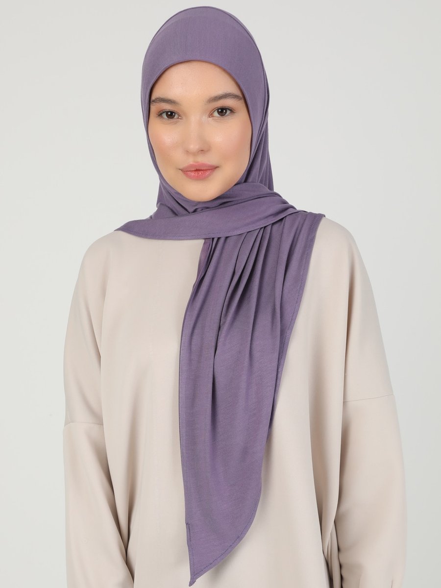 Ecardin Mürdüm Fermuarlı Viskon Hijab