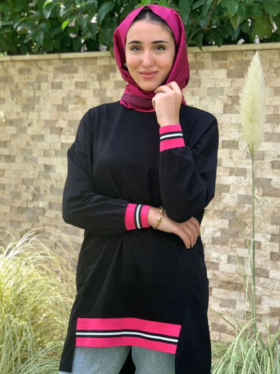 Moda Rosa Siyah Afra Biyeli Tunik