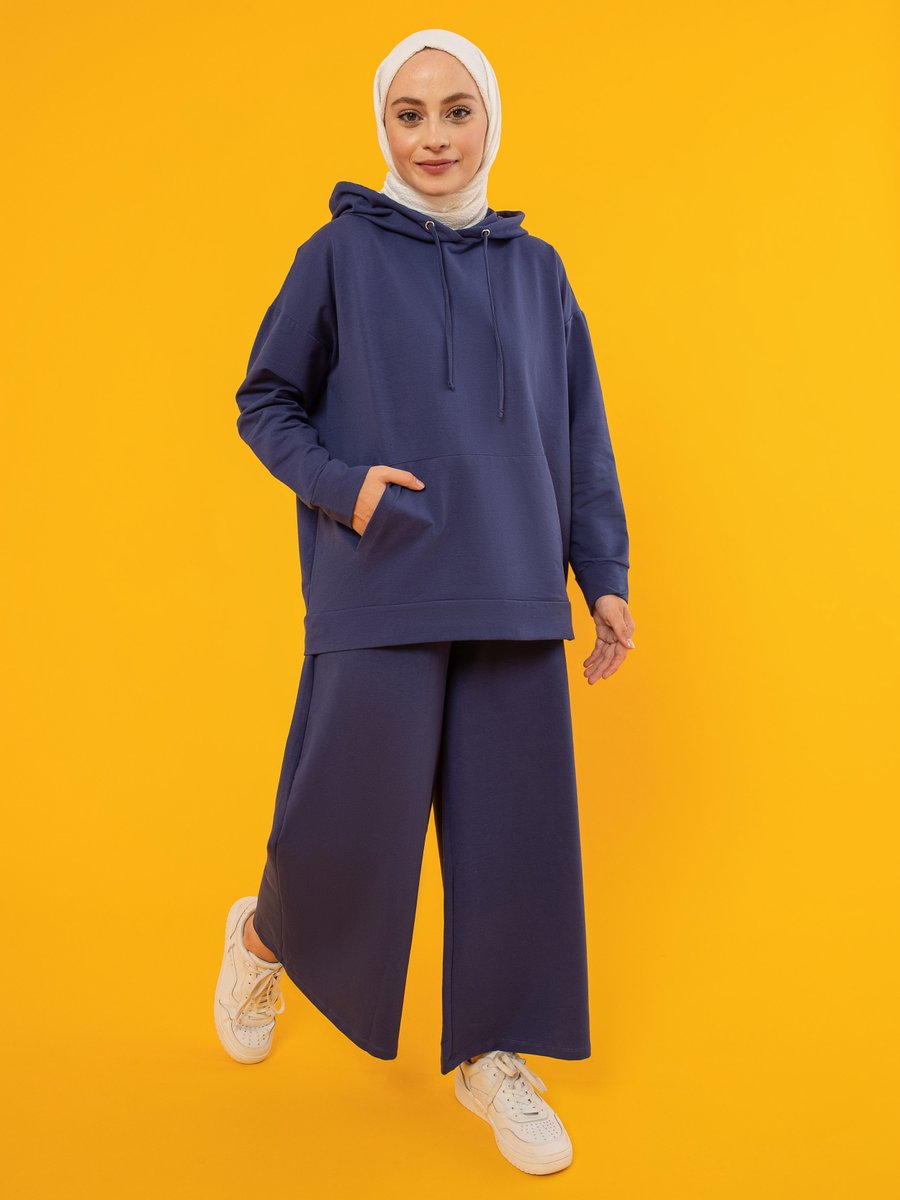 Benin Lacivert Kapüşonlu Tunik & Pantolon Spor Takım