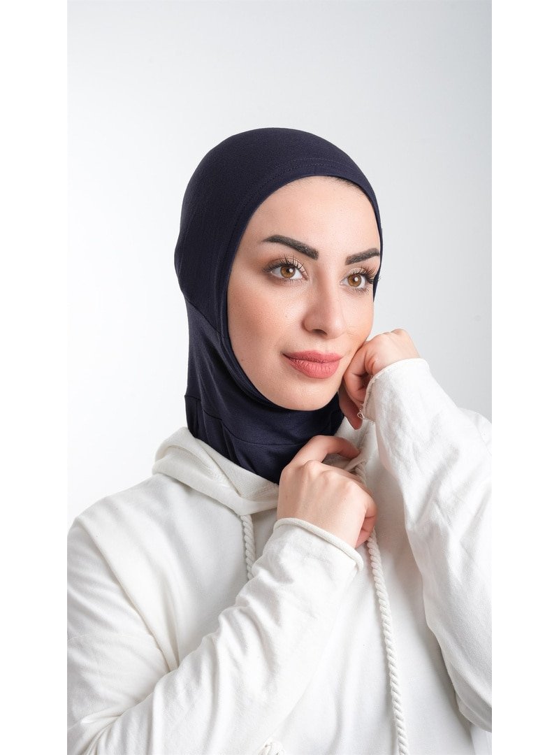 Hürrem Bone Lacivert Pratik Hazır Geçmeli Bone Sandy Kumaş Spor Hijab