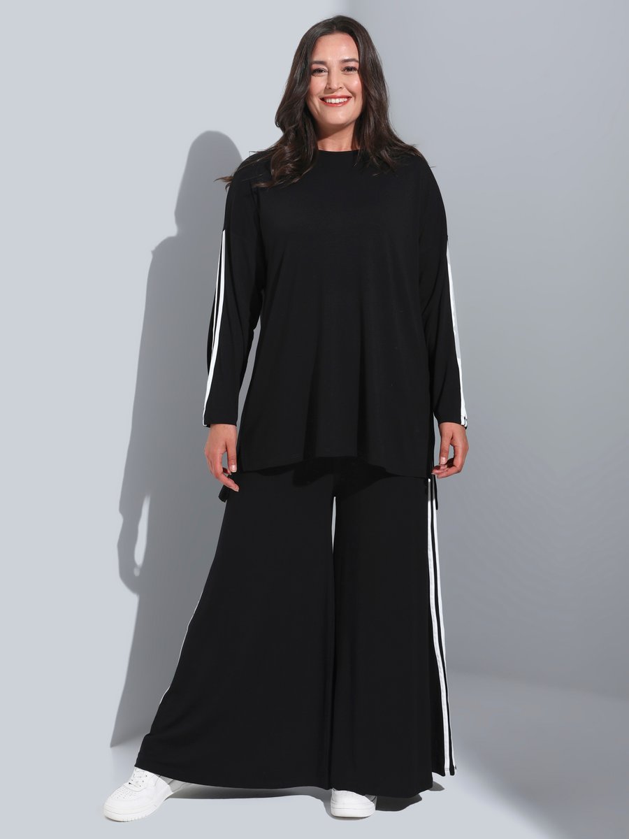 Alia Siyah Büyük Beden Tunik & Pantolon İkili Takım