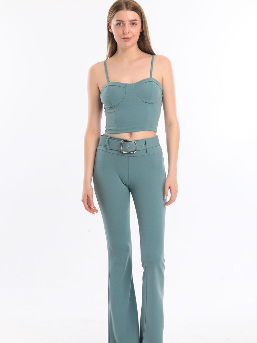 Sense Küf Yeşili İörme Kumaş Pantolon