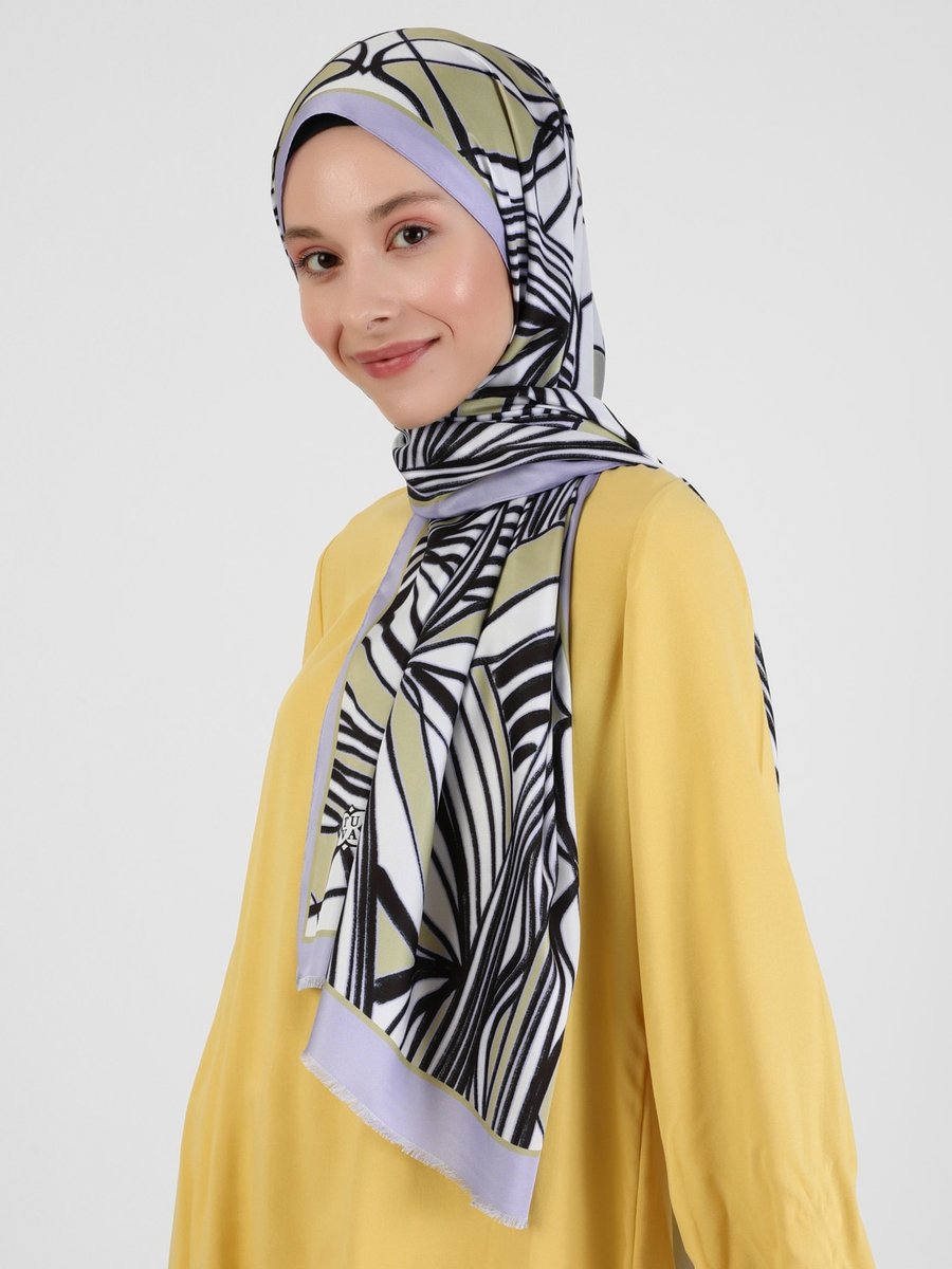 Tuva Çok Renkli Colorful Tasarım Desenli Twill Şal