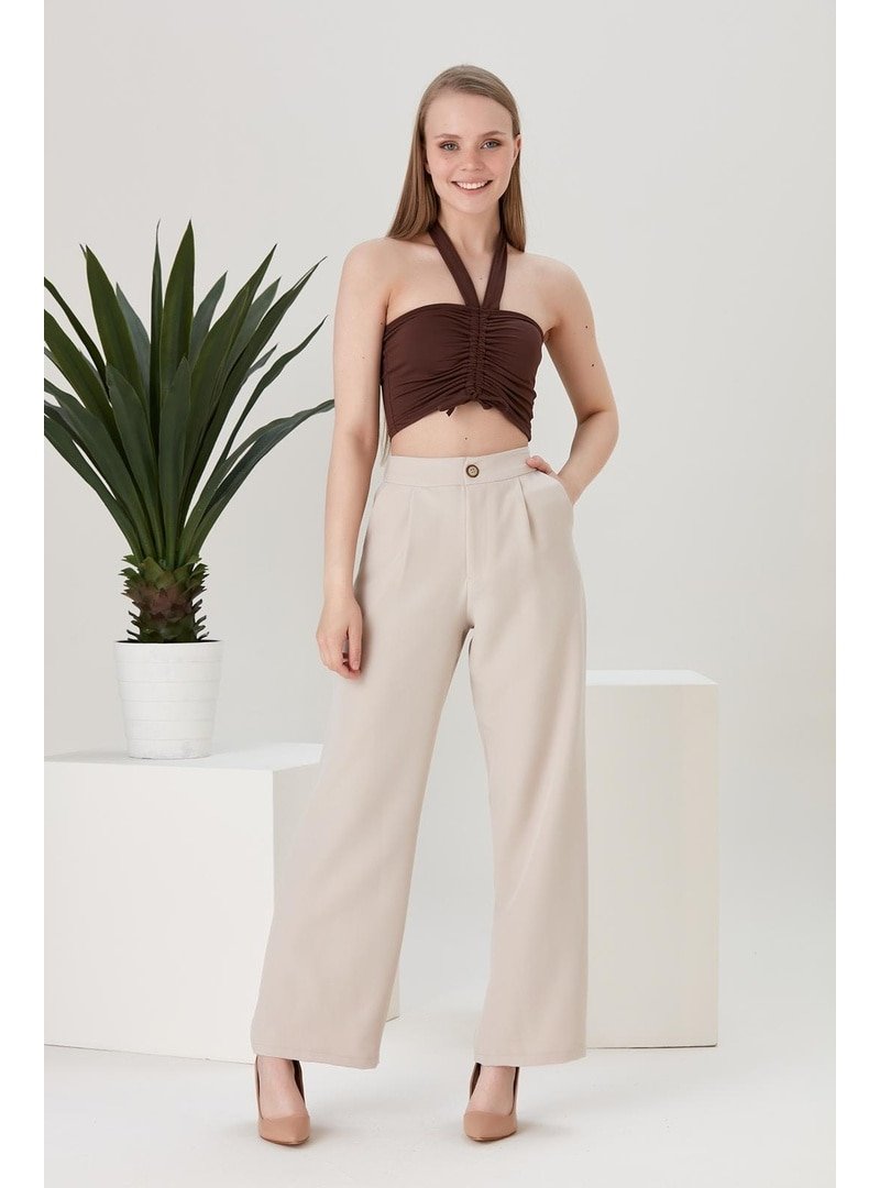 Thin Shop Vizon Boydan Düğmeli Önde Fırfır Detaylı Ayrobin Elbise