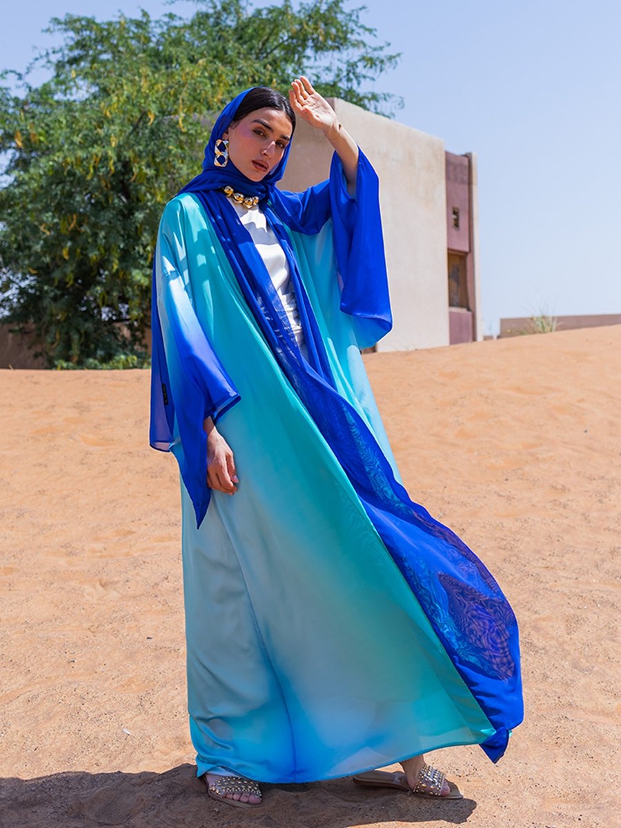 AL SHEIKHA Satın Kaftan Abaya Lacivert Turkuaz