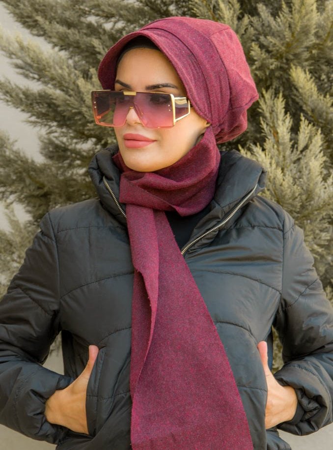 AİŞE TESETTÜR Bordo Hazır Türban