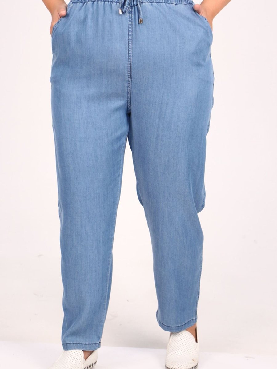 Moda Rosa Mavi Büyük Beden Dar Paça Kot Pantolon