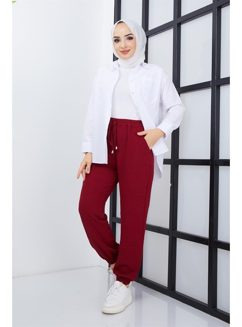 Hakimoda Bordo Paça Lastikli Aerobin Pantolon