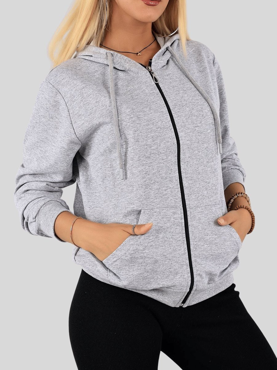 Butik Buruç Gri Fermuarlı Kapüşonlu Sweat