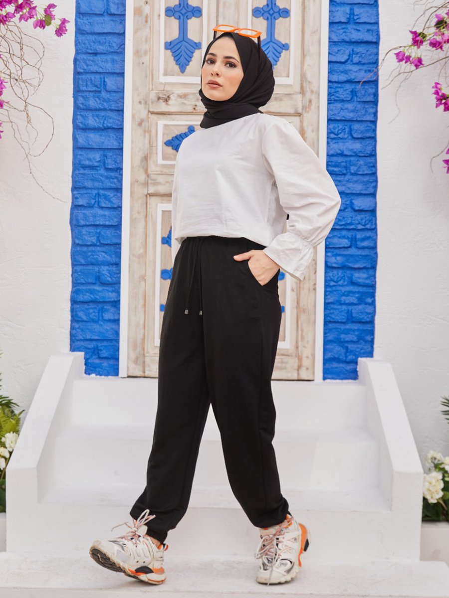 Neways Siyah Lastikli Pantolon