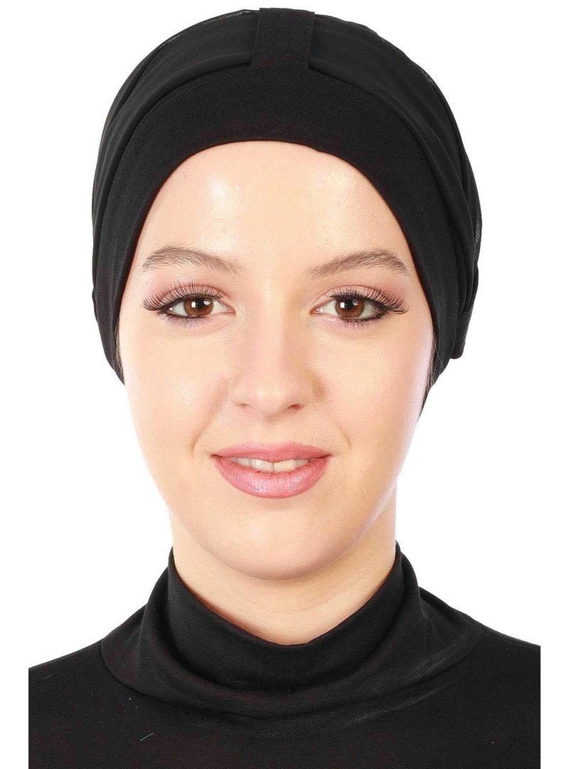 Aisha`s Design Şifon Kuşaklı Penye Bone Siyah B