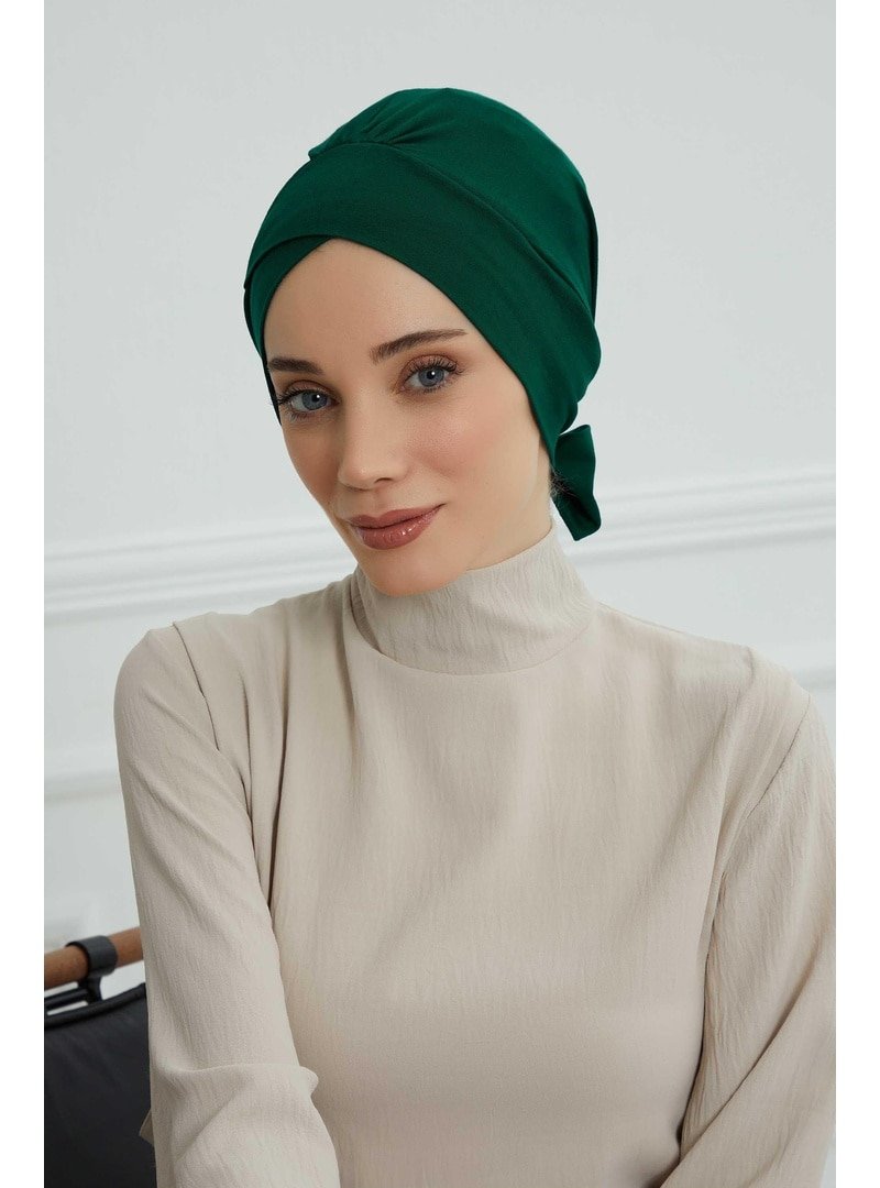 Aisha`s Design Koyu Yeşil Kuşaklı Penye Bone,b