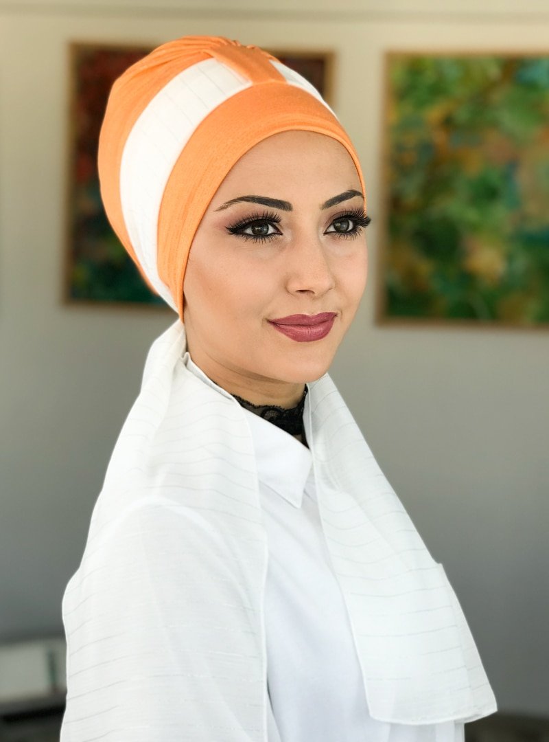 BUTİK AMBAR Fularlı Tek Biritli Atkılı Kavuniçi