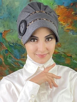 BUTİK AMBAR Koyu Haki Nazlı Model Tokalı Kahverengi Leoparlı Şapka