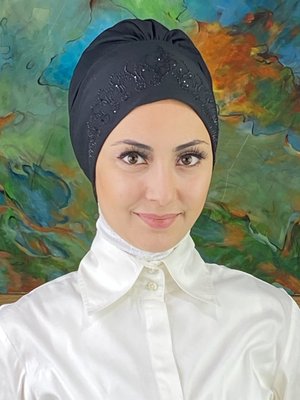 BUTİK AMBAR Siyah Prenses Model taşlı Bone